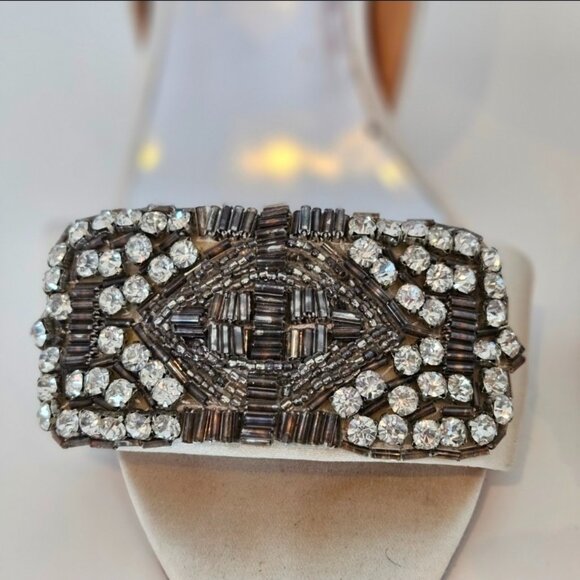 Badgley Mischka Crystal Satin Heels | Size 8 | Formal Bridal - Picture 3 of 6